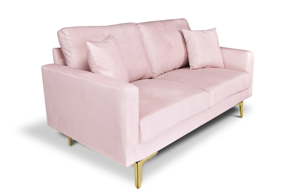 Divano 2 posti in velluto rosa piedi in metallo dorato - Chloe - DI2P-CH19VLT-PD