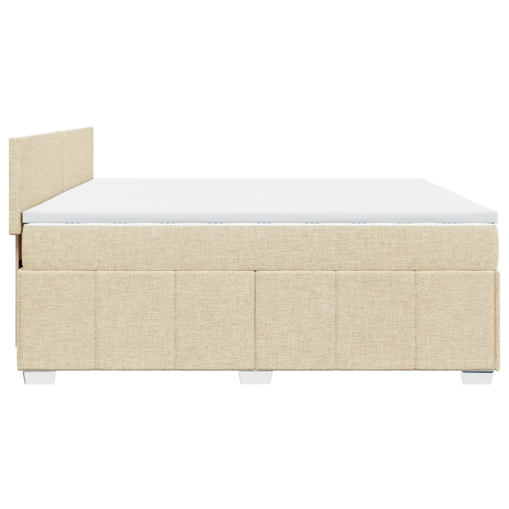 vidaXL Giroletto a Molle con Materasso Crema 200x200 cm in Tessuto