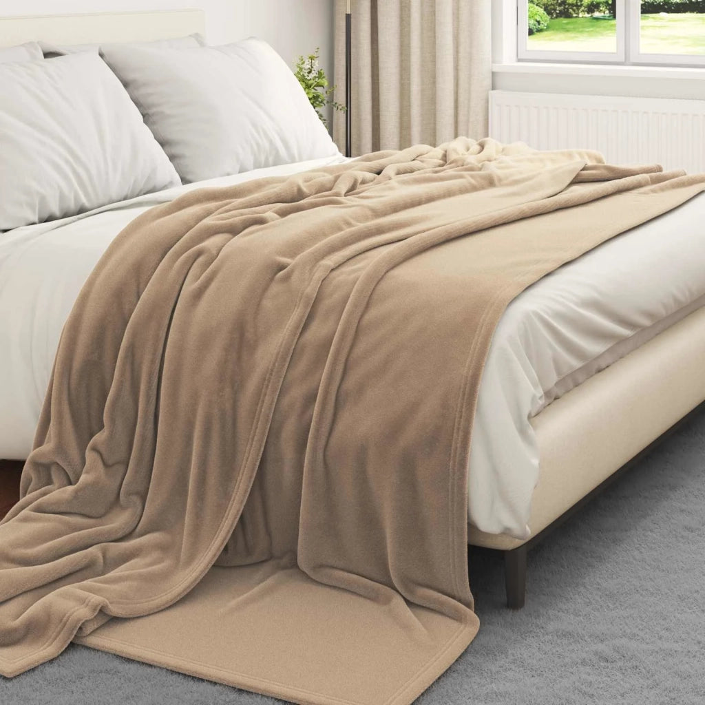 Coperte da Pile 6 pz Cammello 240 x 270 cm Panno