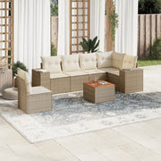 Set Divani da Giardino 7 pz con Cuscini Beige in Polyrattan 3257801