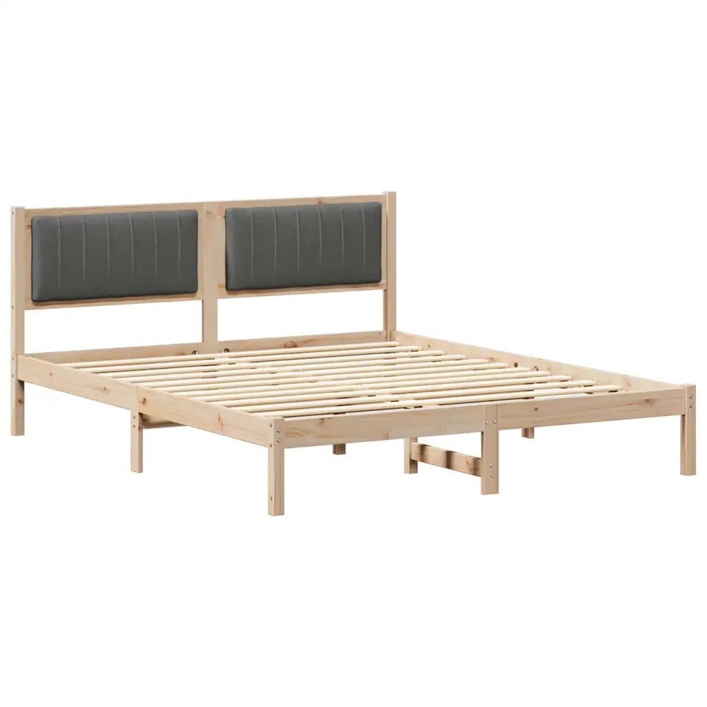 Letto con Testiera Rivestita Grigio scuro 150 x 200 cm