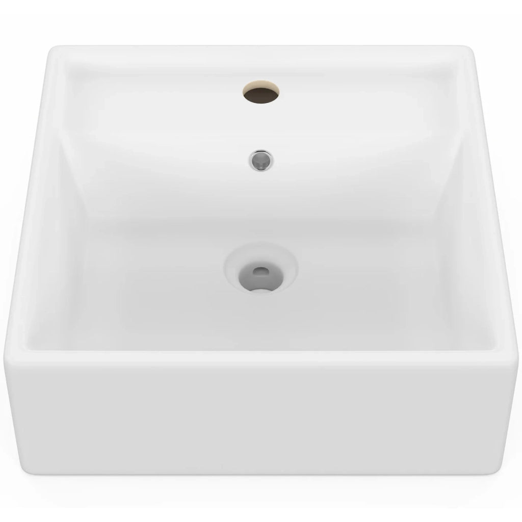 IDMarket - Lavabo quadrato in ceramica bianca L. 41 x L. 41 x H. 15,5 cm
