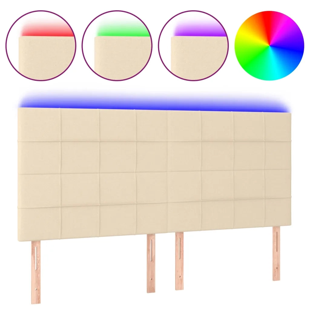 Testiera | Testata a LED crema 200x5x118/128cm in Tessuto