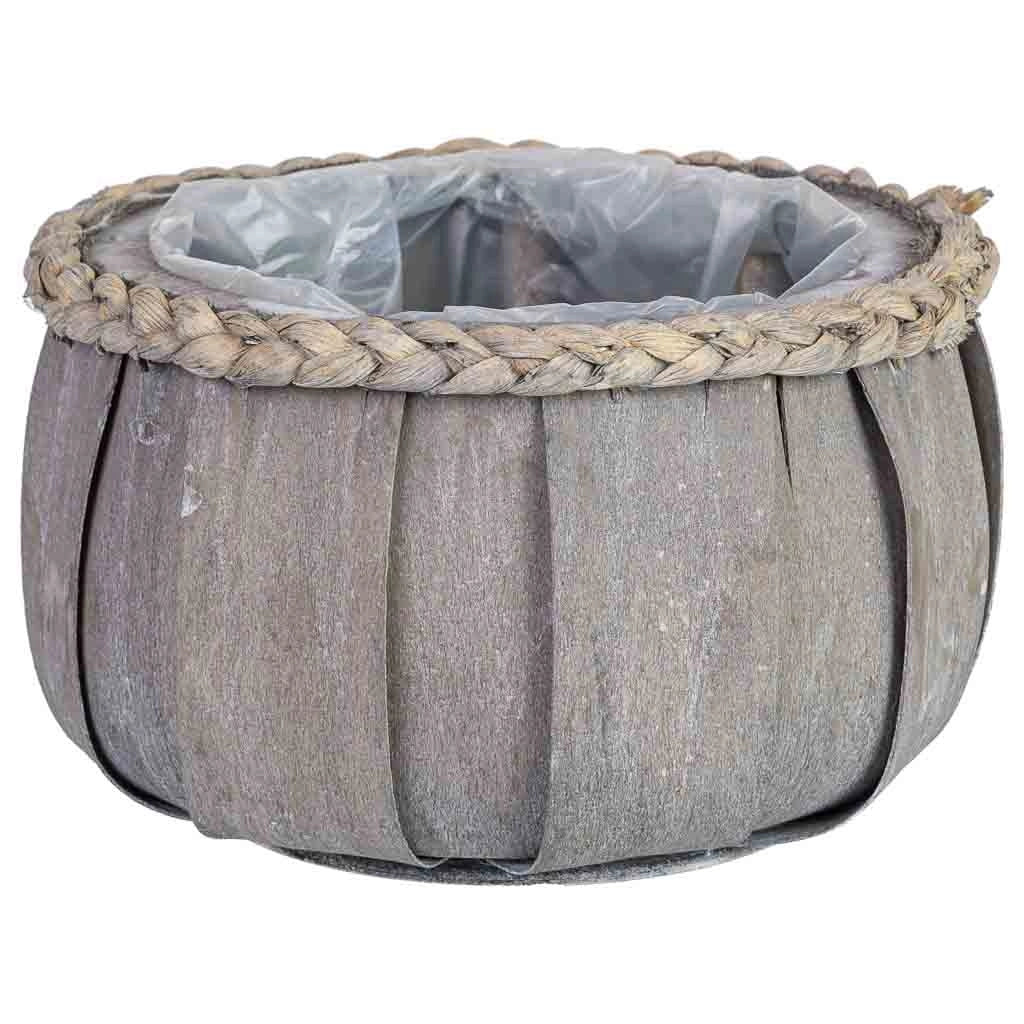 Cesto tondo in legno blu 20x20x12h cm