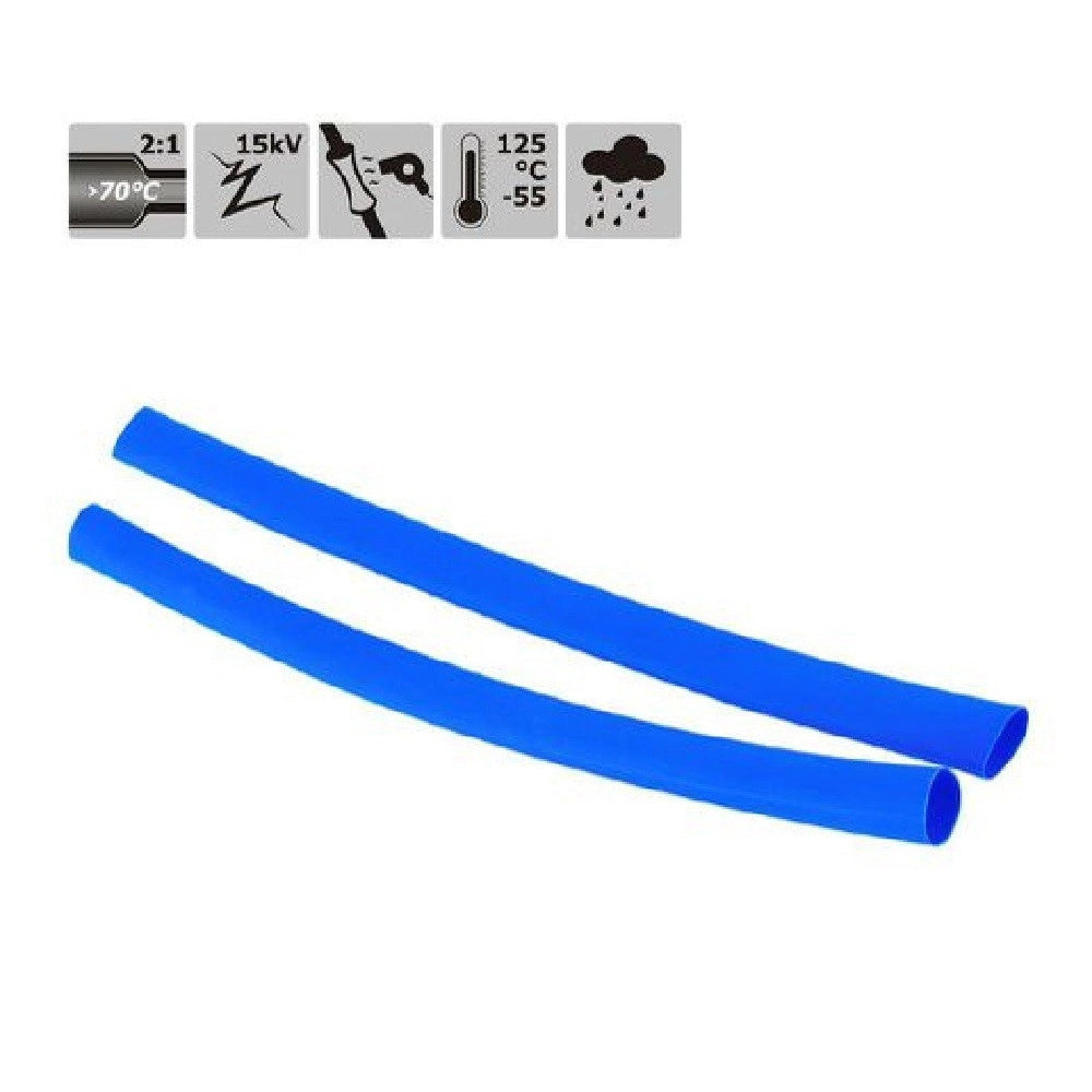 Trade Shop - Set 10 Pz Guaine Termorestringenti Termoretrattili Blu 5 X 120 Mm Per Cavi 57078 -