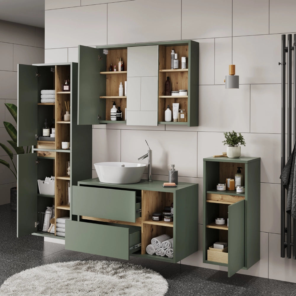 Vicco Set di mobili da bagno Verde/Artigianale 4 parti
