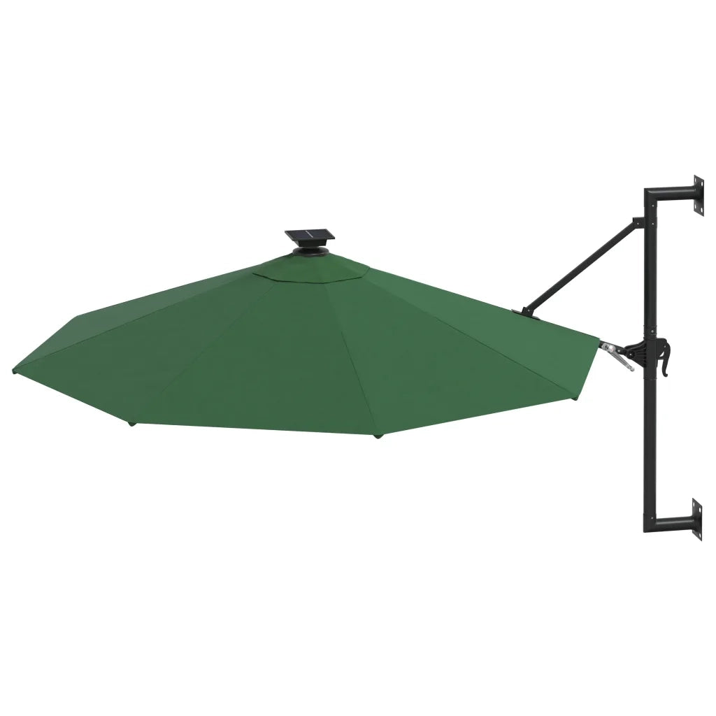 Ombrellone da Giardino a Parete con LED 300 cm Verde 312523