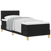 Letto singolo | Letto per adulti | Letto a molle con cuscino con testiera Nero 80 x 200 cm Tessuto