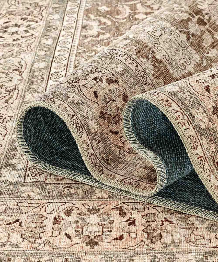 Tappeto arredo casa ORIENTAL HAMADAN MARRONE cm.140x190 riproduzione disegno persiano classico in stile vintage. Tappeto lavabile per salotto, soggiorno, camera da letto.