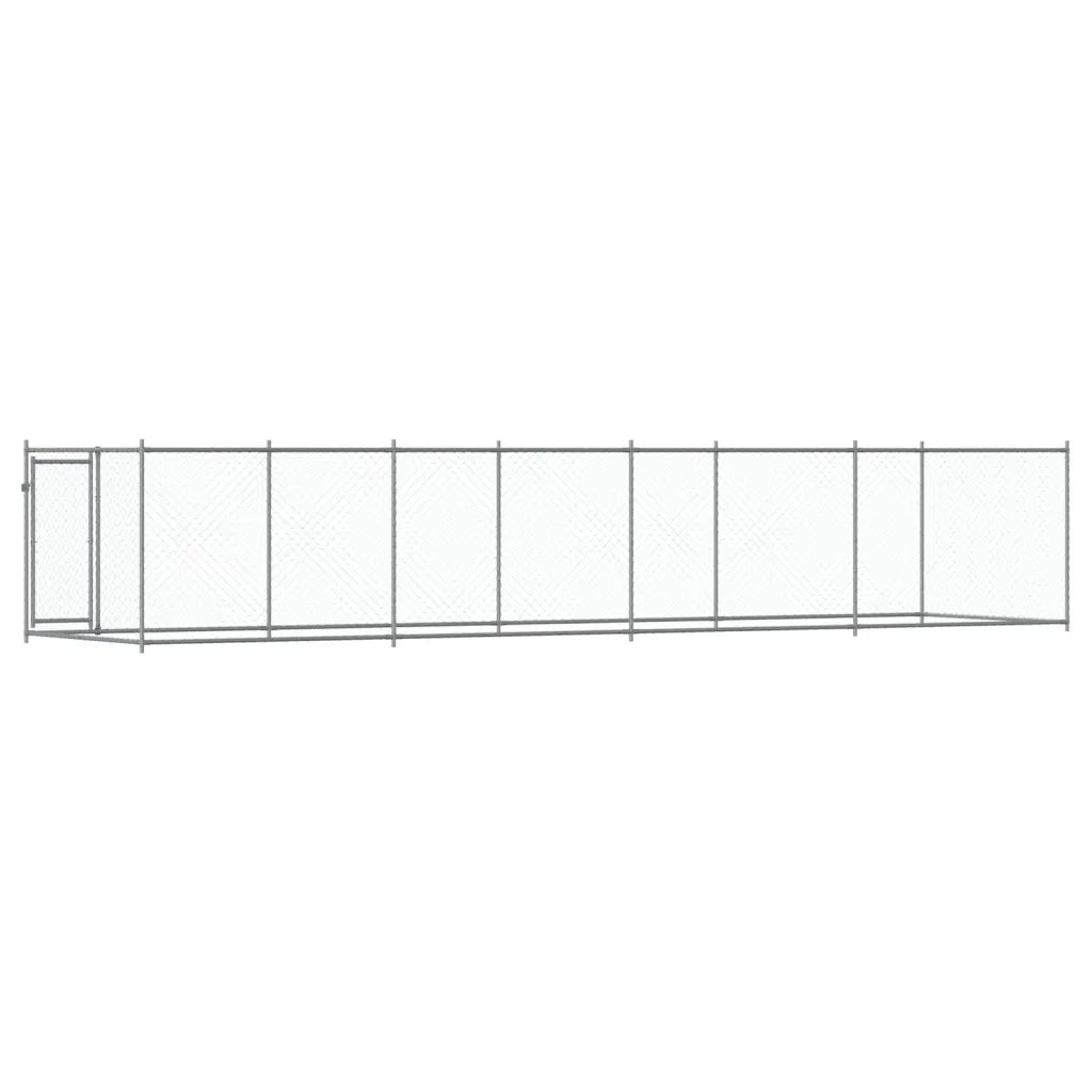 Gabbia per Cani con Porta Grigia 8x2x1,5 m in Acciaio Zincato 3209580
