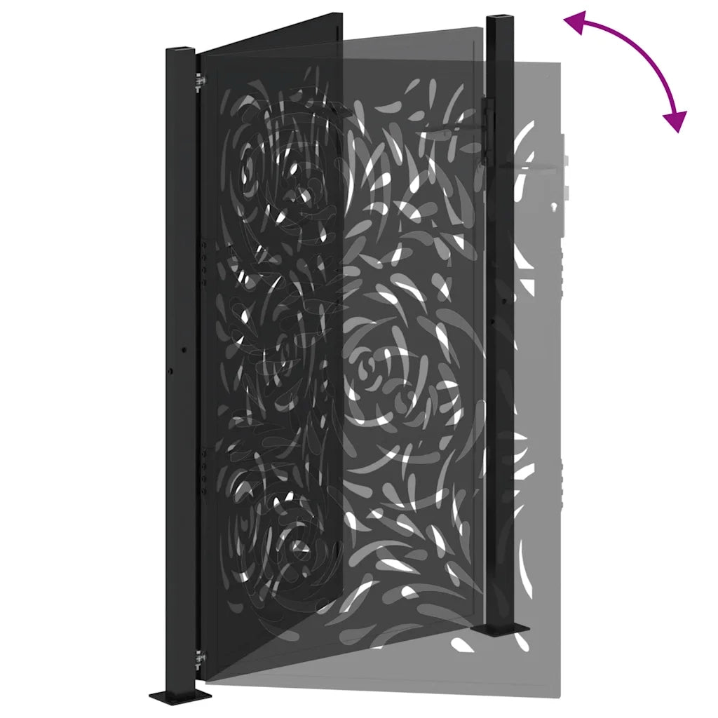 vidaXL Cancello Giardino Nero 105x155 cm in Acciaio Design a Fiamma