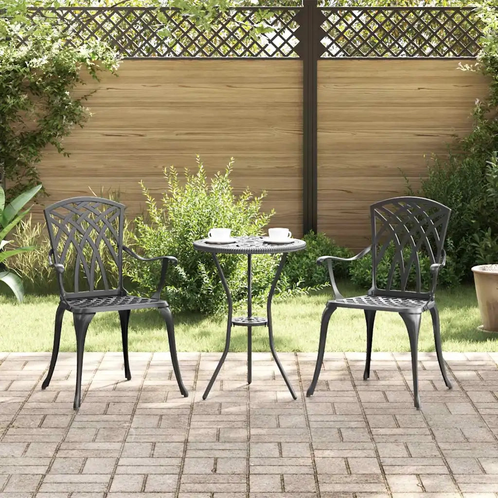 Sedia da Giardino 2 pcs Nero 53 x 51 x 88,5cm Alluminio 42002399
