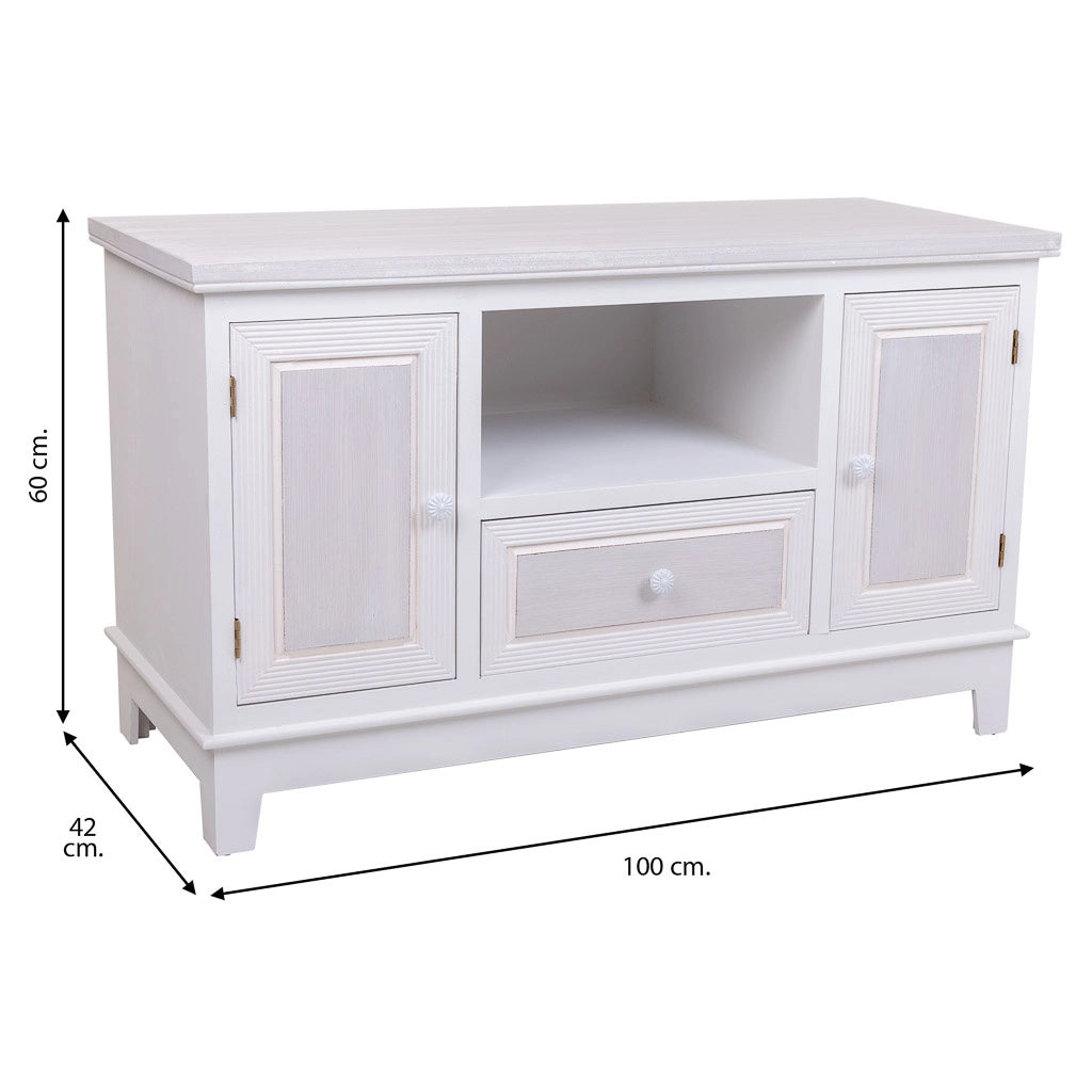 Mobile base in legno bianco 100x42x60h cm