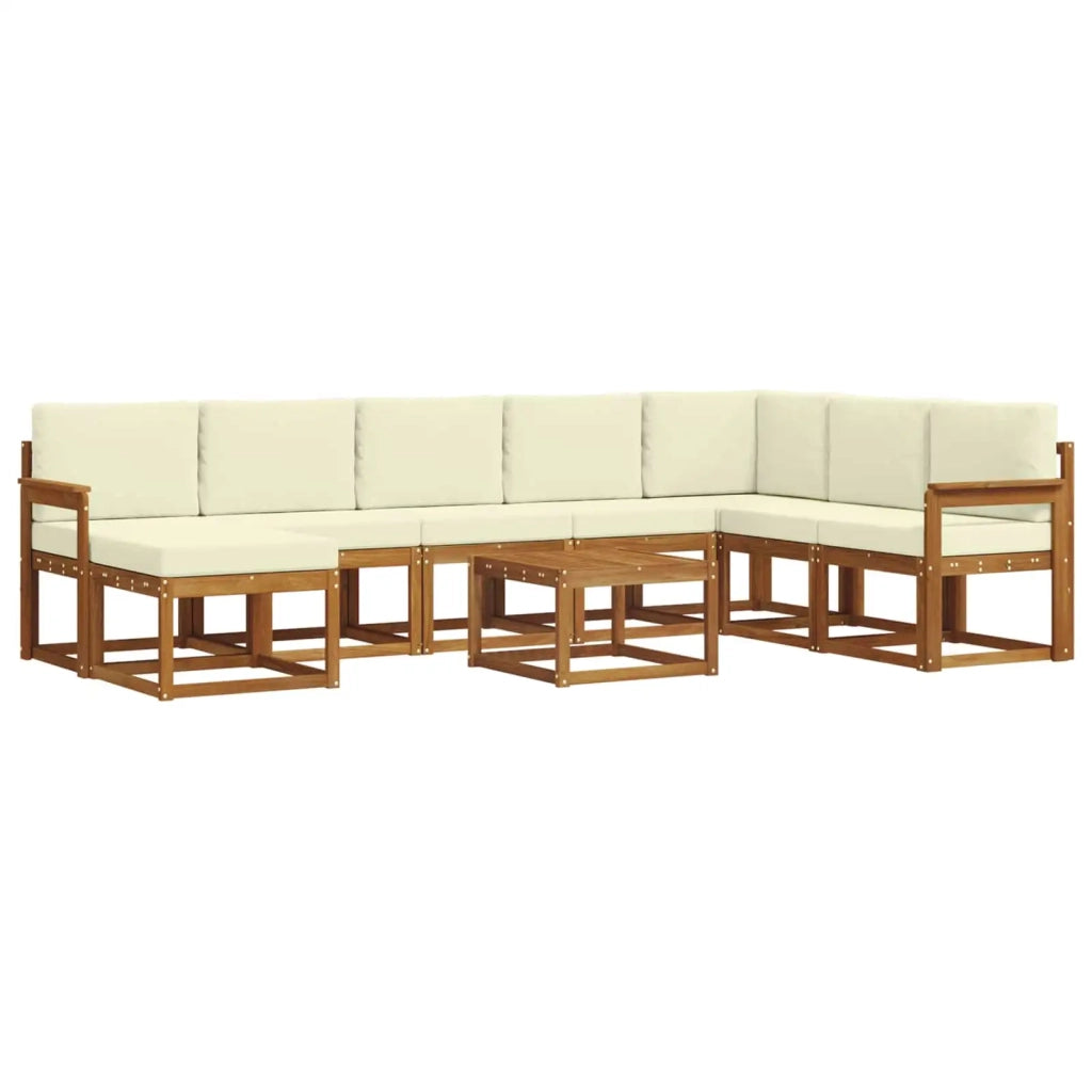 Set di divani da esterno con cuscino 9 pcs Naturale e Crema 3366838