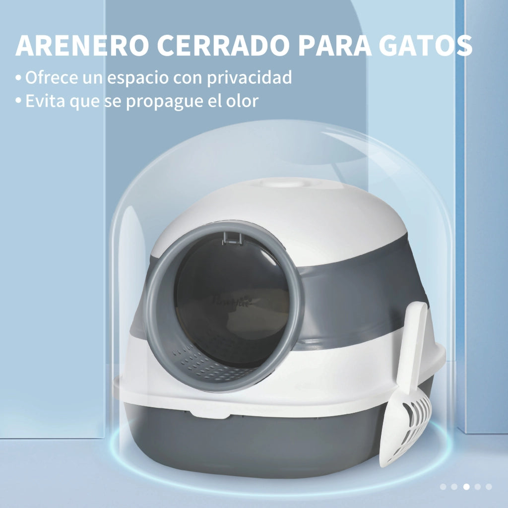 Areniera per Gatti Pieghevole con Paletta ¨C zephmum ¨C 52x41x38 cm Bianco e Grigio