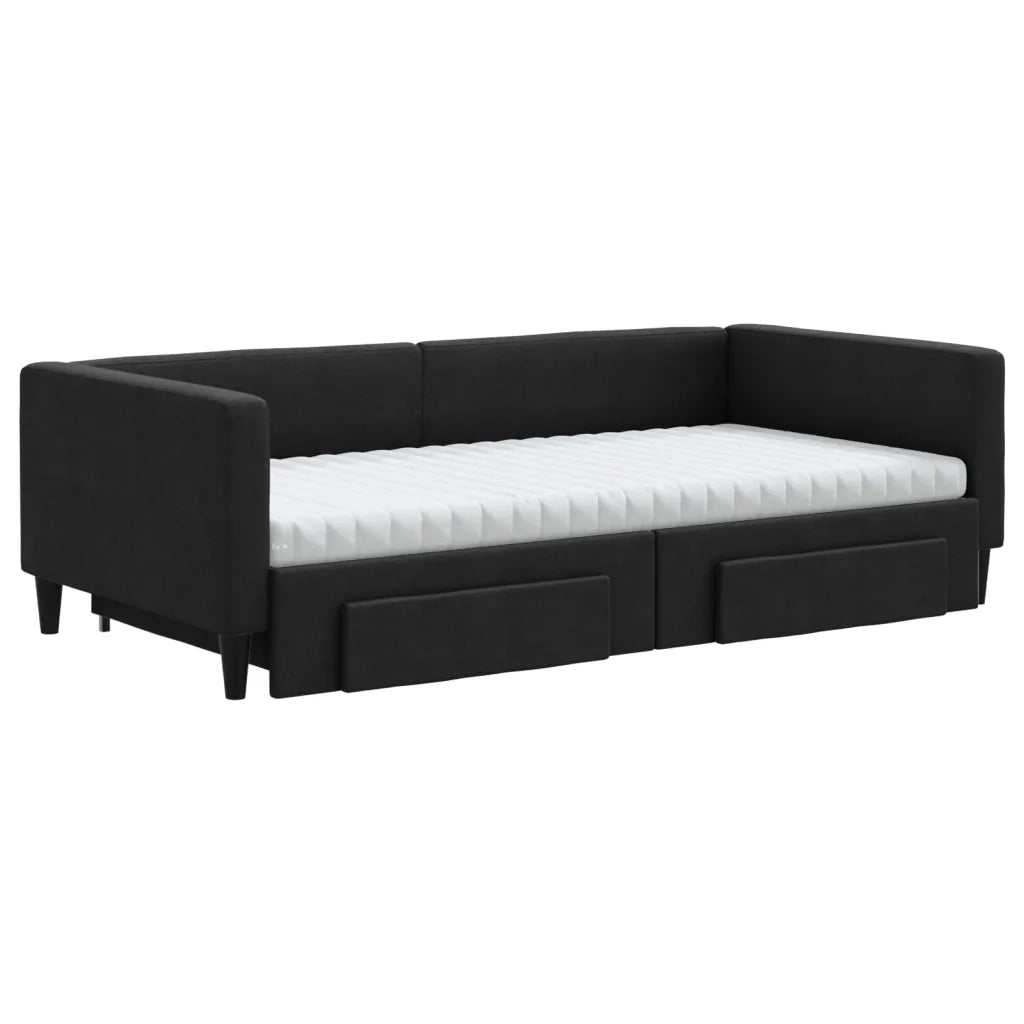Divano Letto Estraibile con Cassetti Nero 100x200 cm in Tessutocod mxl 130651