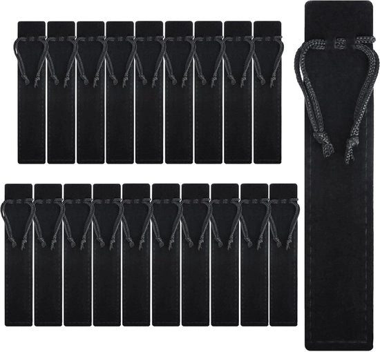 20 etui in velluto con cordoncino - nero - borsa per matite e pennarelli astuccio per pennarelli
