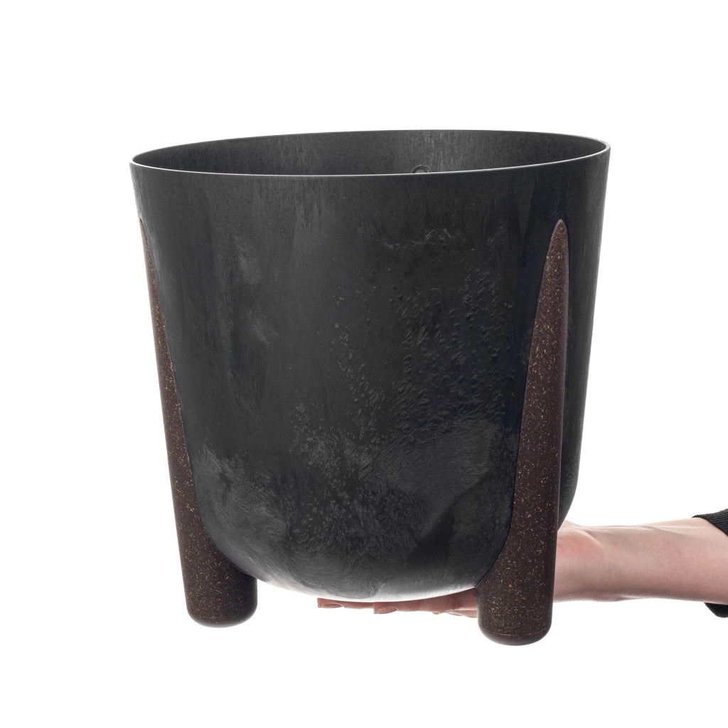 Vaso da fiori KADAX, coprivaso, fiori su gambe, con inserto, supporto per fiori, nero, 26 cm