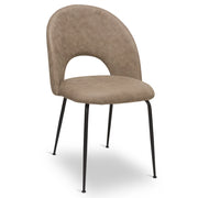 Sedia da sala pranzo Paola in microfibra nabuk marrone chiaro gambe metallo nero