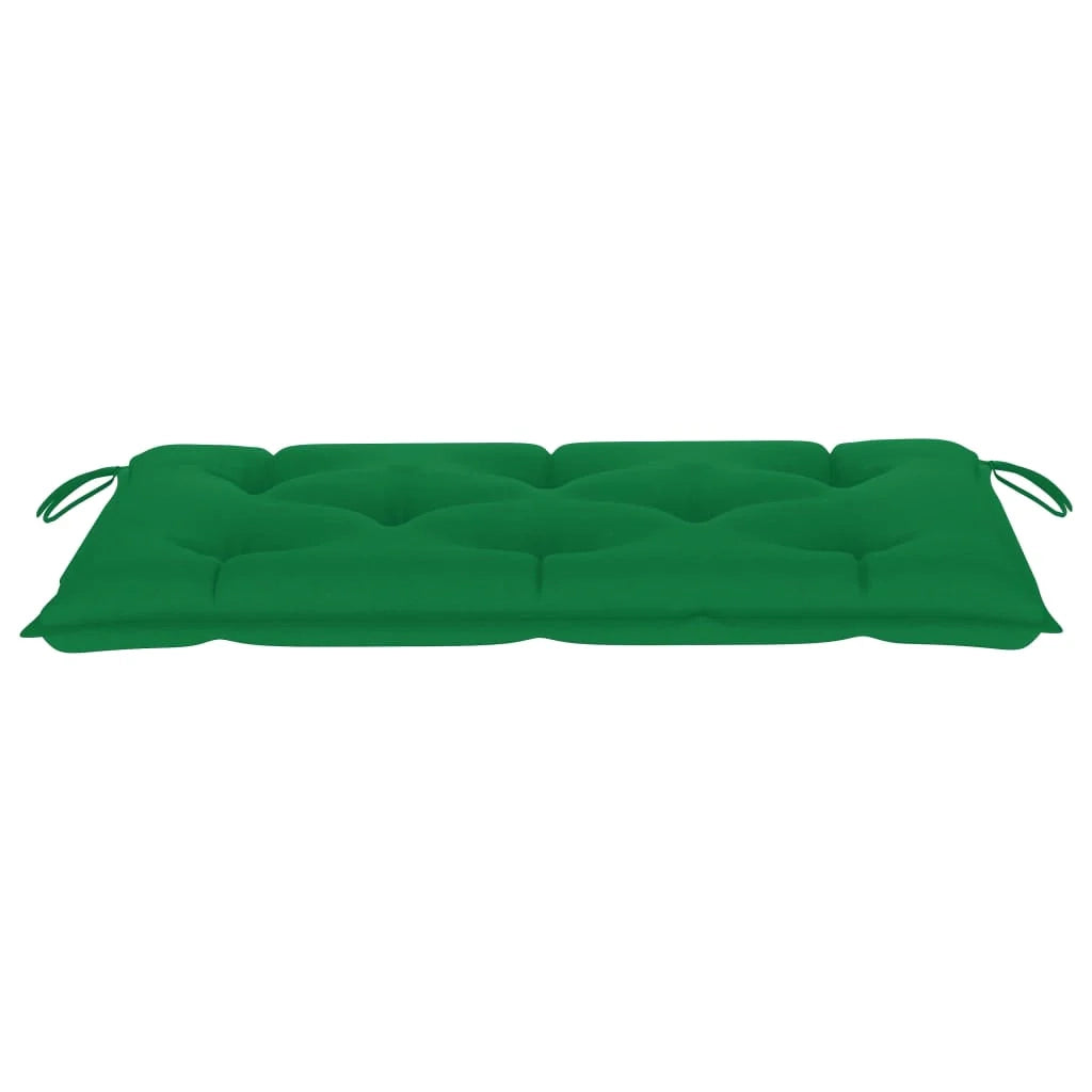 Panca da giardino arredo da esterno terrazza con cuscino verde 112 cm legno massello di teak 02_0011558