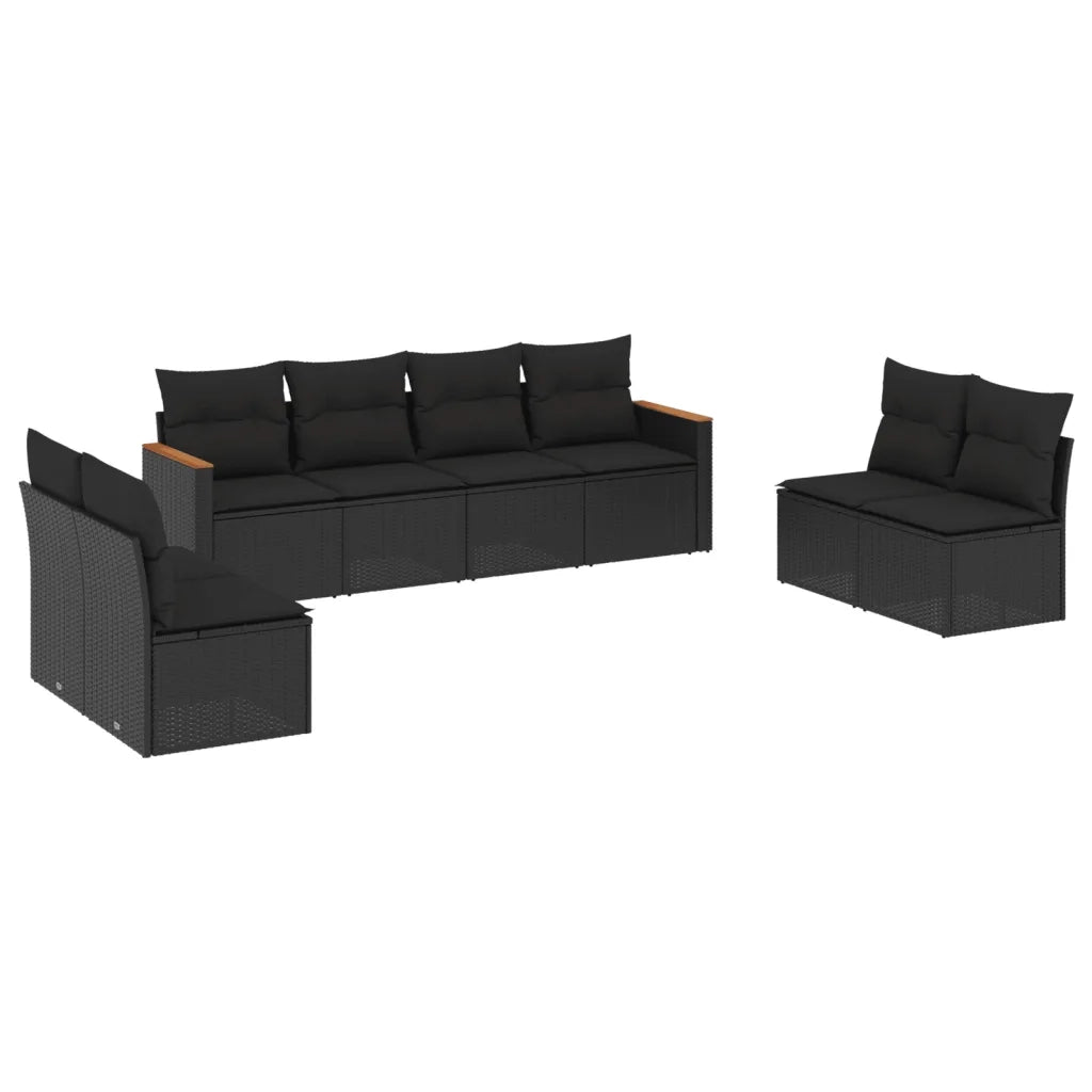 Set Divani da Giardino con Cuscini 8 pz Nero in Polyrattancod mxl 113051