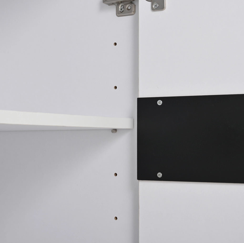 Sideboard 140x40x70 cm con LED e ripiani regolabili in truciolare bianco e nero