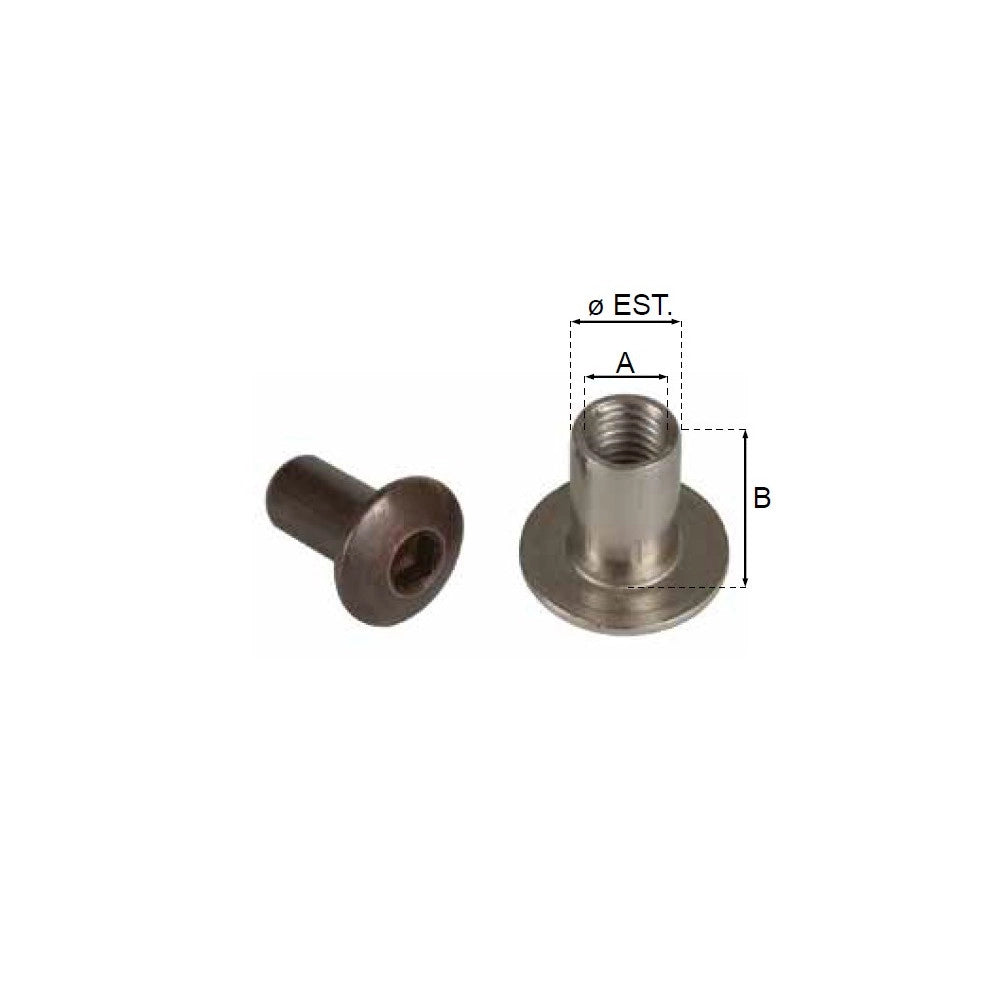 Testina nichelata con filettatura interna m 8 - 10pz