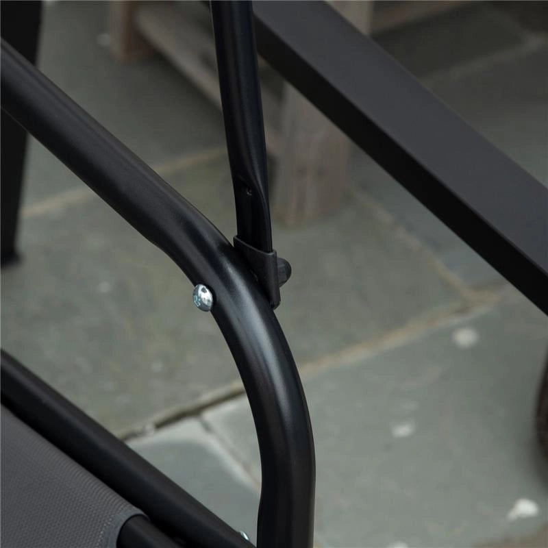 DONDOLO 2 POSTI CON TETTUCCIO REGOLABILE E CUSCINI IN ACCIAIO E POLIESTERE 144X117X173 CM GRIGIO
