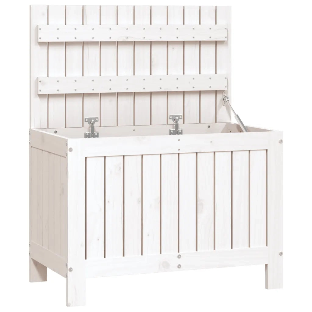 Contenitore Giardino-Cassapanche da esterno Bianco 76x42,5x54cm Legno Massello di Pino