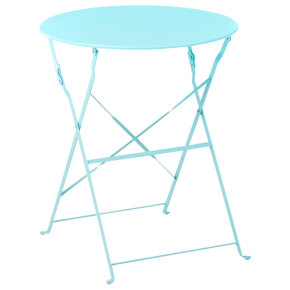 Set da Esterno 3 pezzi Tavolino e 2 Sedile Pieghevoli in Metallo Blu