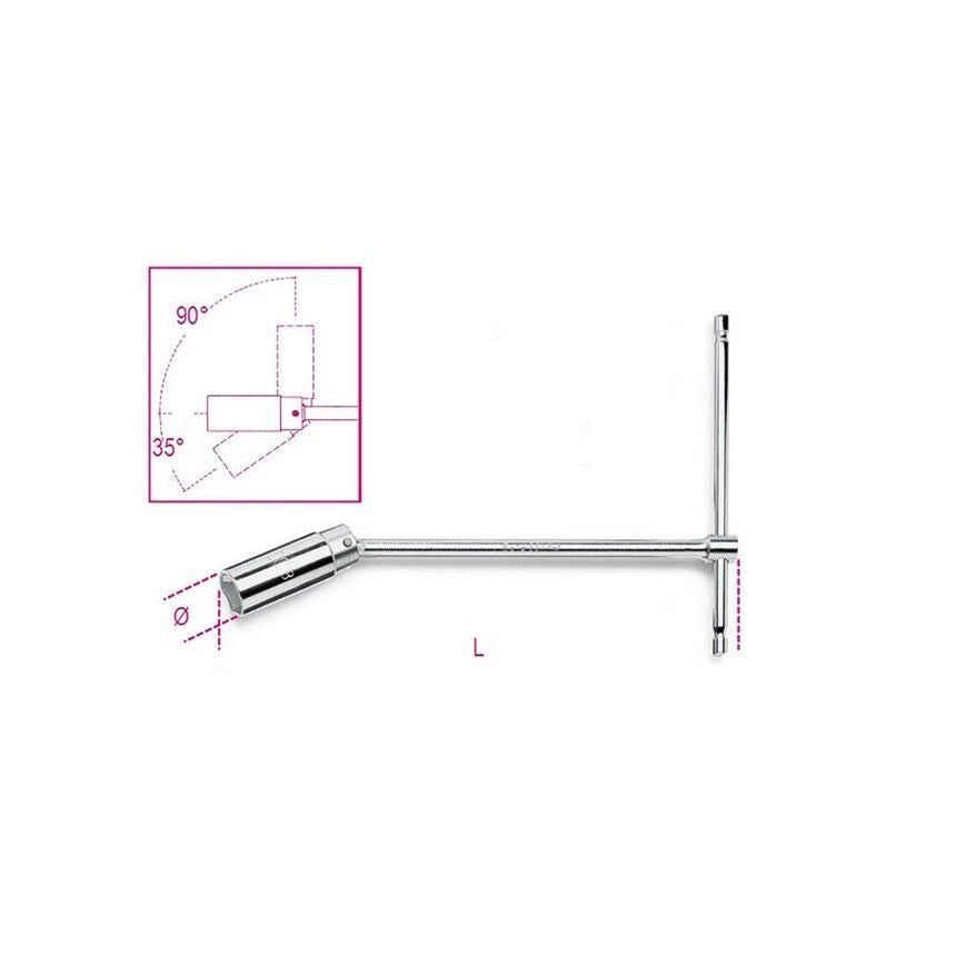 BETA Chiave a t con Bussola Snodata per Candele Dâ€accensione Acciaio Cromato - ISO 11168 - 957mm 16