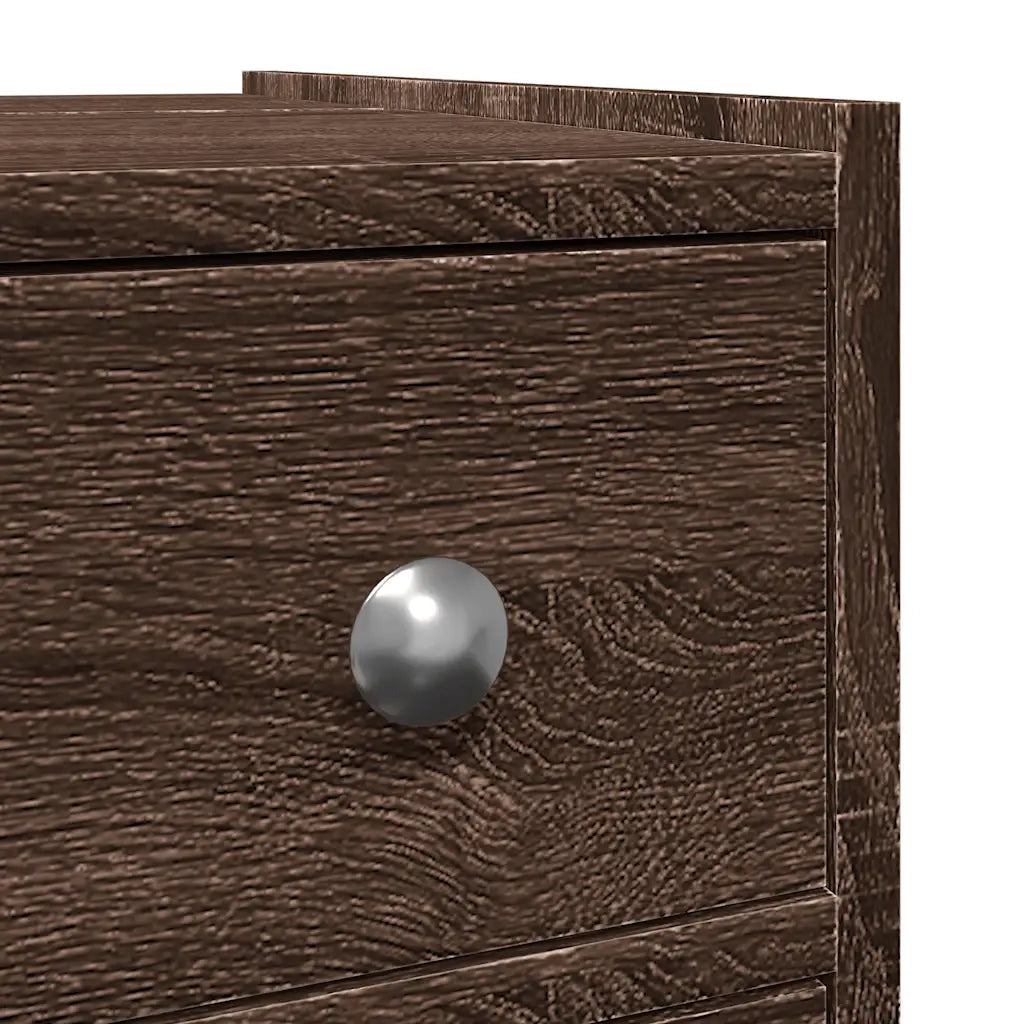 Armadietto da Bagno Stretto con Ruote Rovere Marrone Truciolato