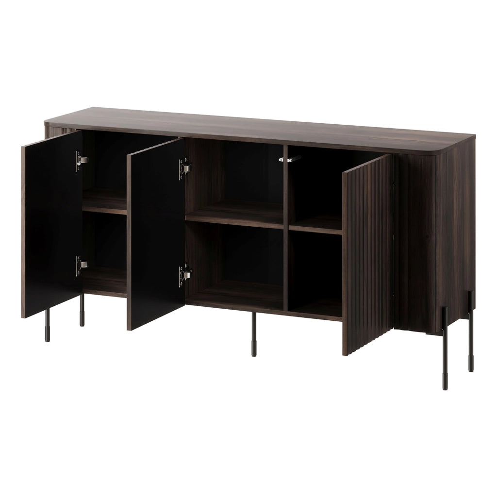 Madia Susegana, Credenza 3 Ripiani, 150x40x80h cm Marrone Noce