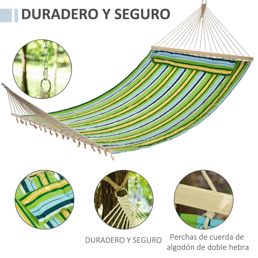 Amaca da giardino per 2 persone ¨C zephmum ¨C righe blu e verdi 3,4x1,4m