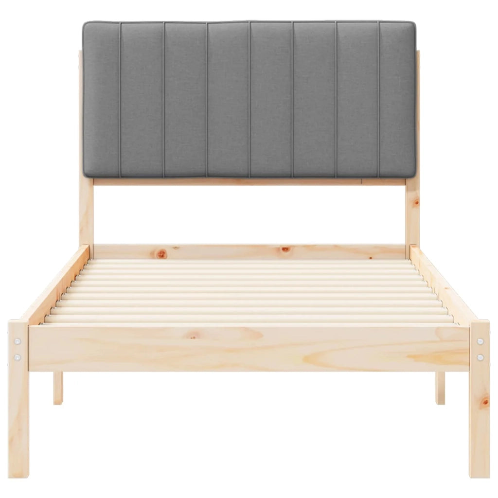 Letto con Testiera Rivestita Grigio Naturale e Chiaro