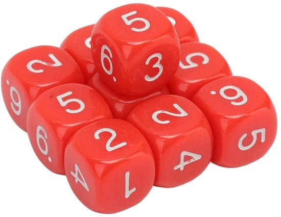 Set di Dadi di Plastica 20 pezzi - 6 facce - 16 mm - Angoli arrotondati - Duraturo - Educativo attraverso il Gioco - Dadi di Gioco