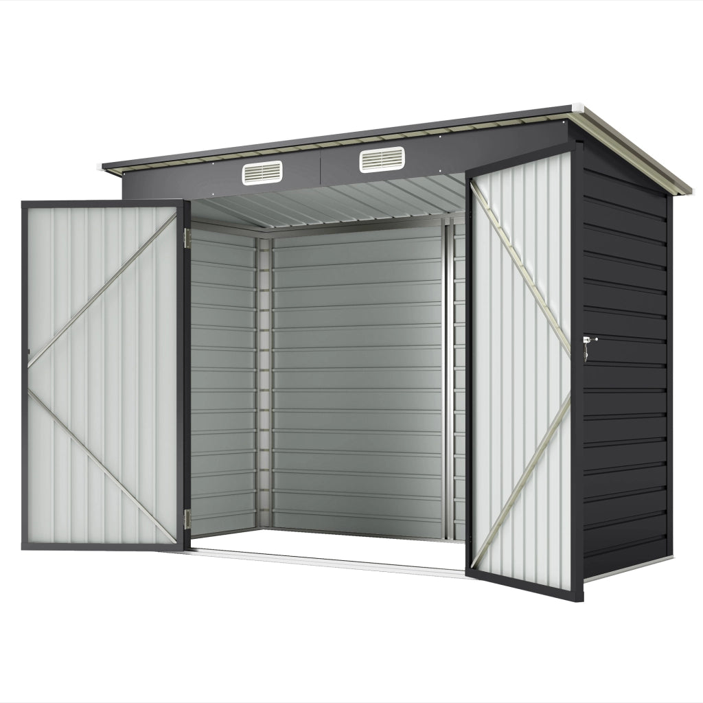 Capanno da giardino in acciaio ¨C zephmum ¨C grigio 249x121x166/183 cm