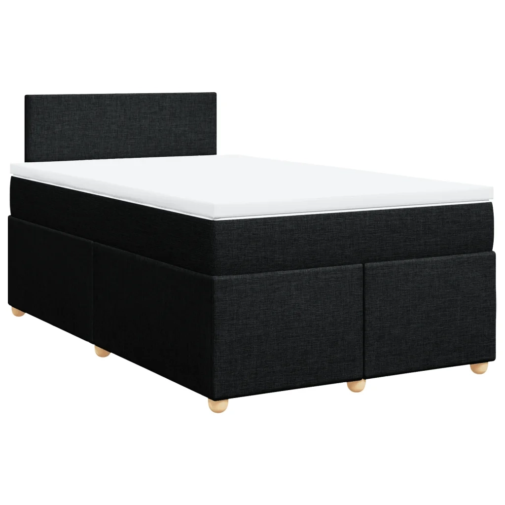 Giroletto a Molle con Materasso Nero 120x190 cm in Tessuto