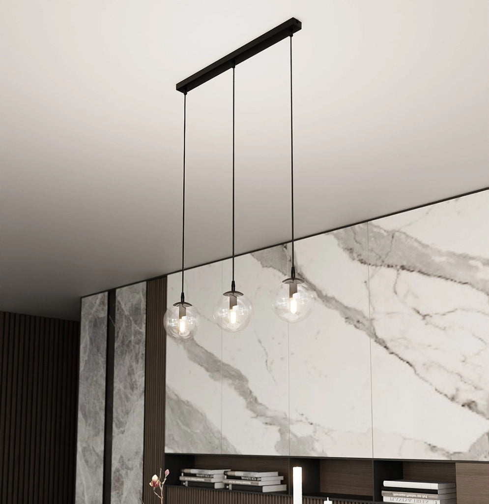 Lampadario Emibig COSMO 3 3xE14 nero vetro trasparente