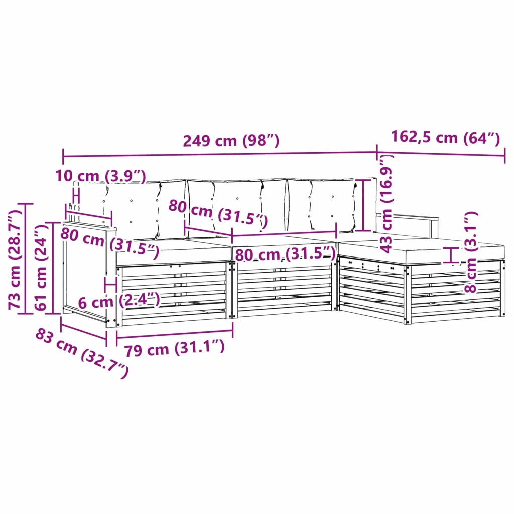 Set di divani da esterno 4 pz Naturale e Beige 3383206