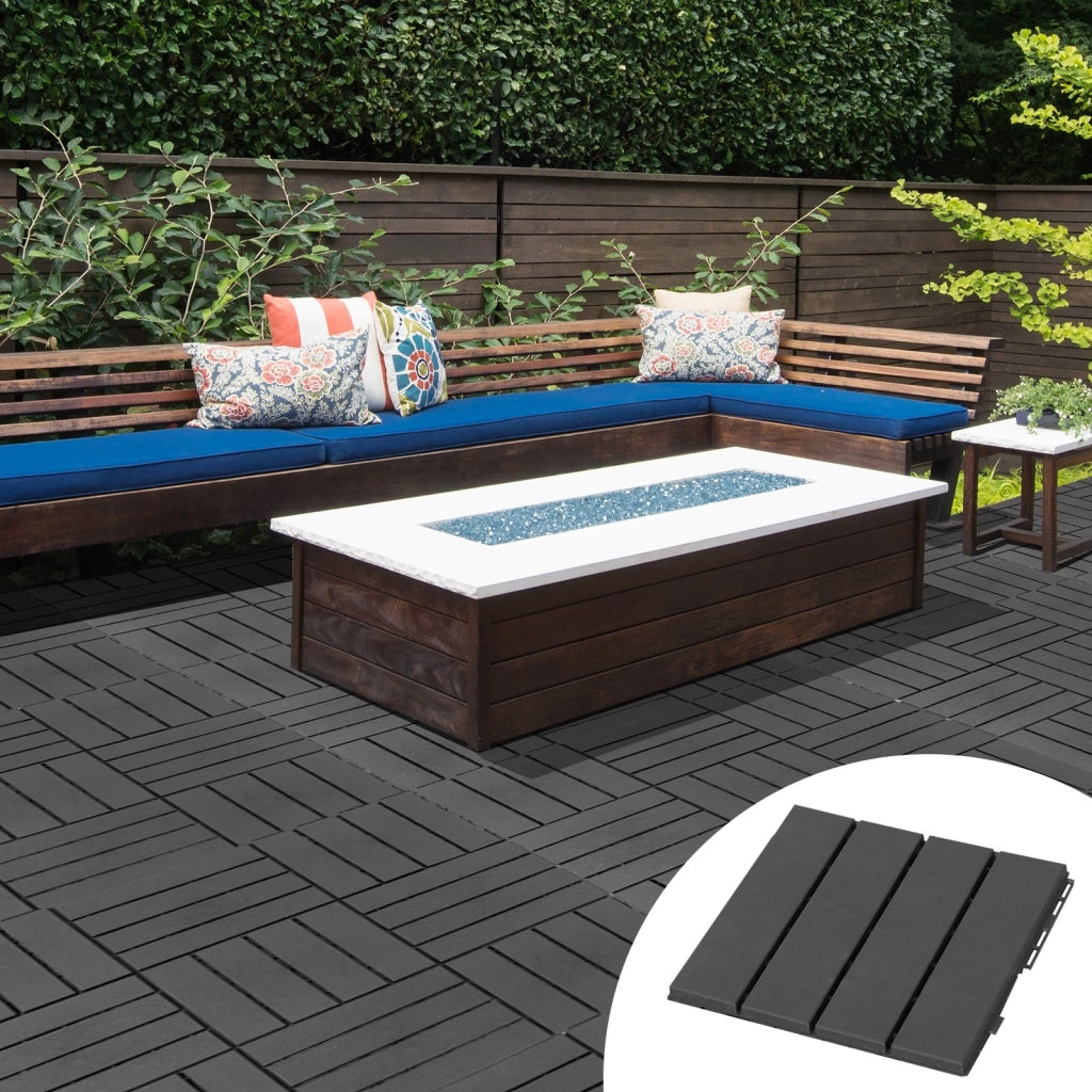 Kit 11 Mattonelle a Incastro per Terrazzo Piastrelle pavimenti 30x30cm in WPC Antiscivolo