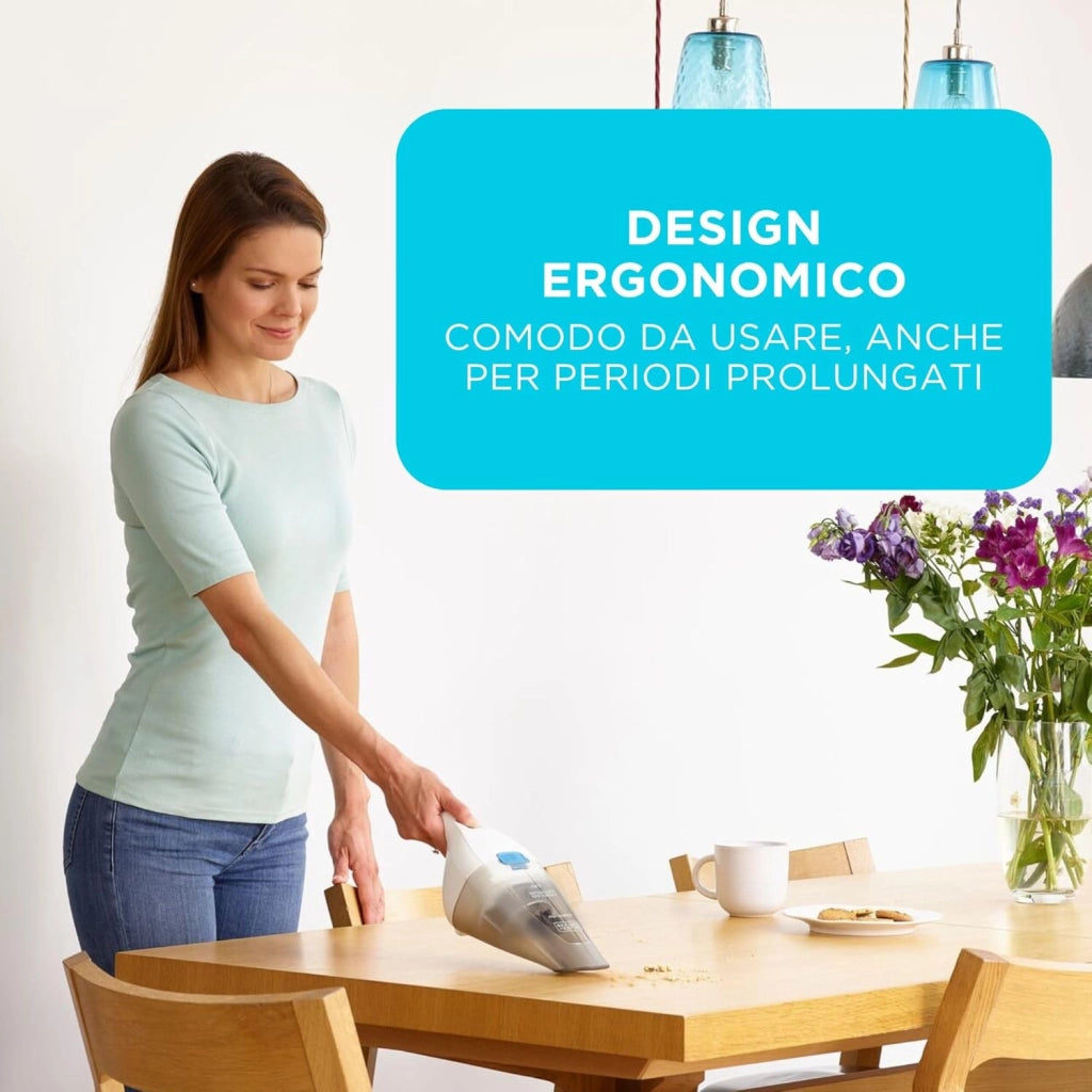 Aspirapolvere Portatile Senza Fili NVC115JL a Batteria Litio 3,6V Leggero e Compatto con Bocca Larga Black&Decker