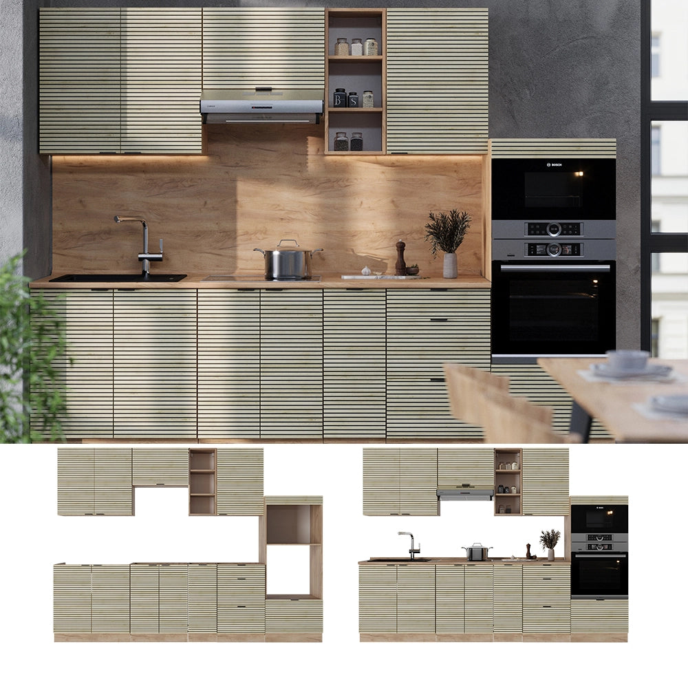 Cucina componibile Fame-Line Pannello in quercia/Rovere dorato 280 cm, PL Rovere Vicco