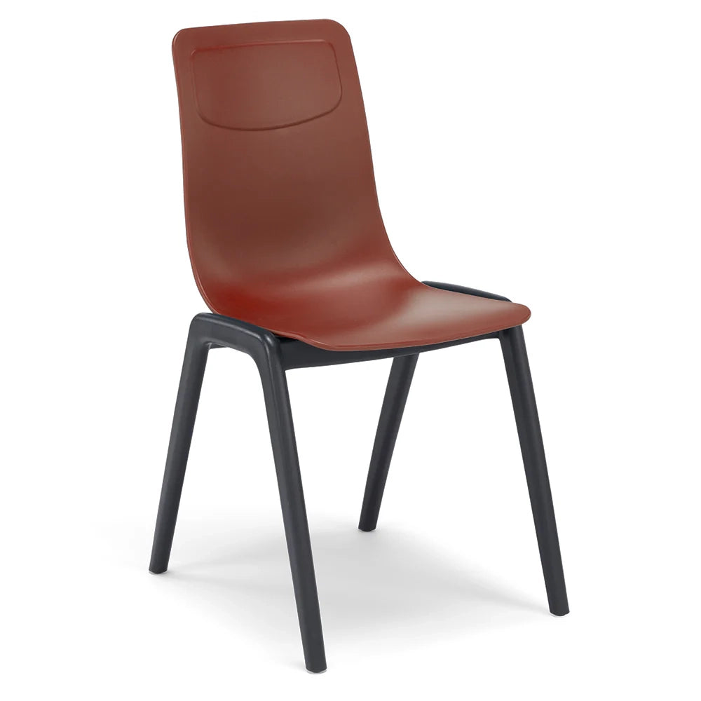 Set 4 sedie in tecnopolimero Dalia L colore Mattone, 100% MADE IN ITALY, gambe Antracite, impilabile, design moderno ideale per sala da pranzo, cucina, soggiorno, ufficio, camera per bambini