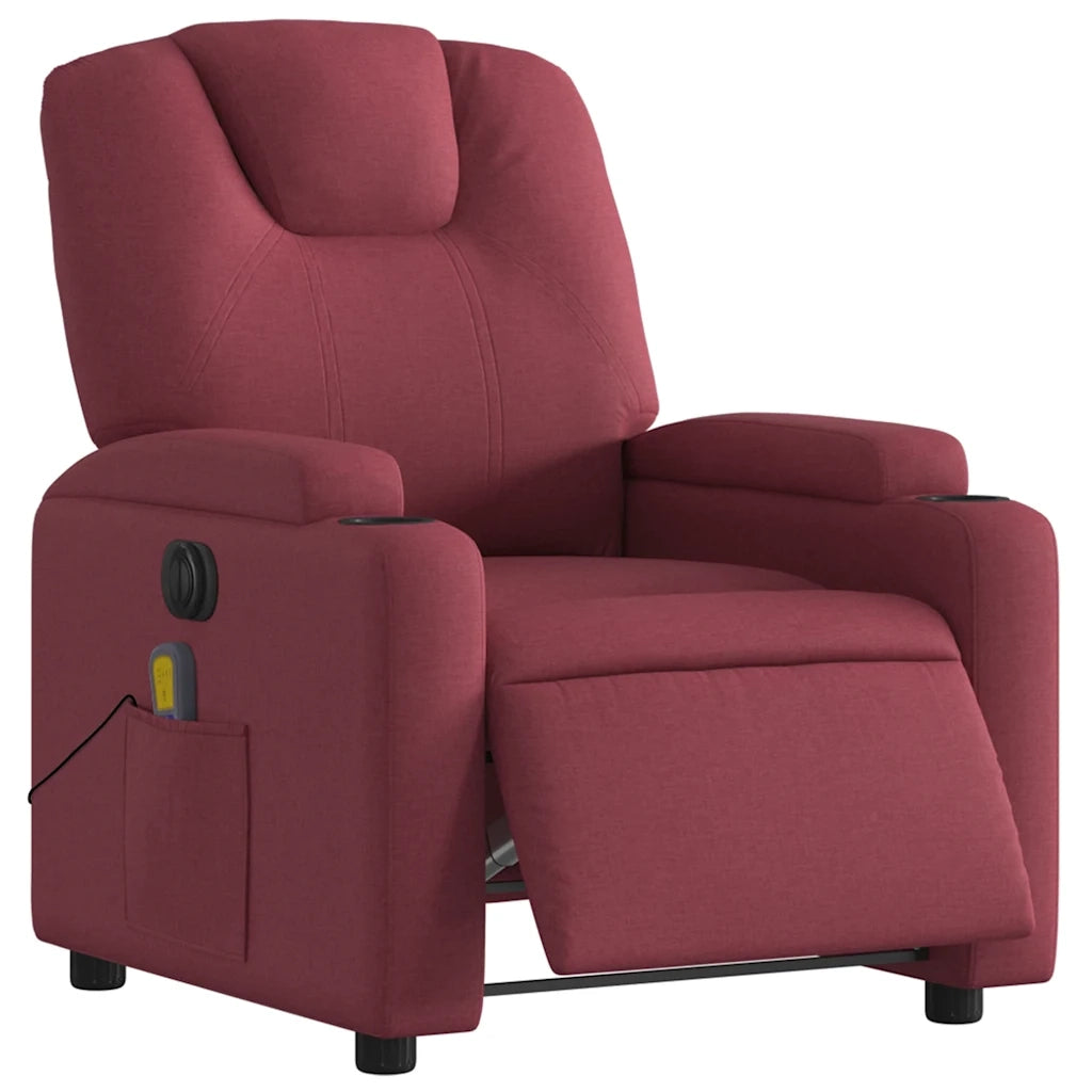 Divano Sedia-Poltrona Massaggiante Reclinabile Elettrica Rosso Vino Tessuto 667700