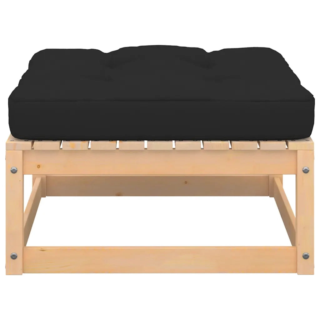Sedia da giardino-Poggiapiedi da Giardino con Cuscini 2 pz Legno Massello di Pino 604604