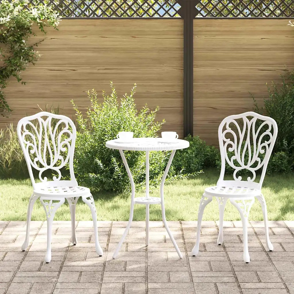 Set Bistro da Giardino 3 pz | Set Salotto da Giardino Bianco Alluminio