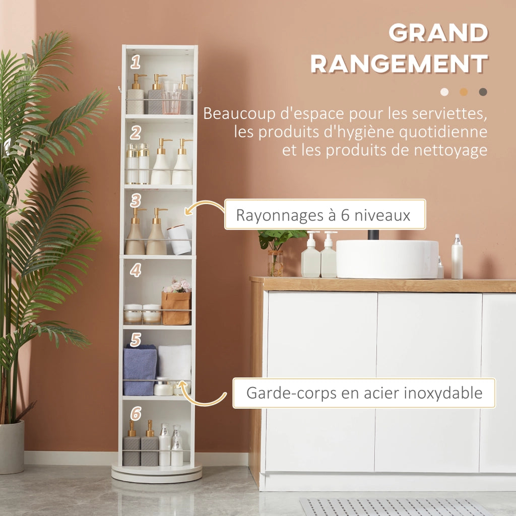 Colonna bagno con specchio e 6 ripiani ¨C zephmum ¨C 36x36x171 cm bianco
