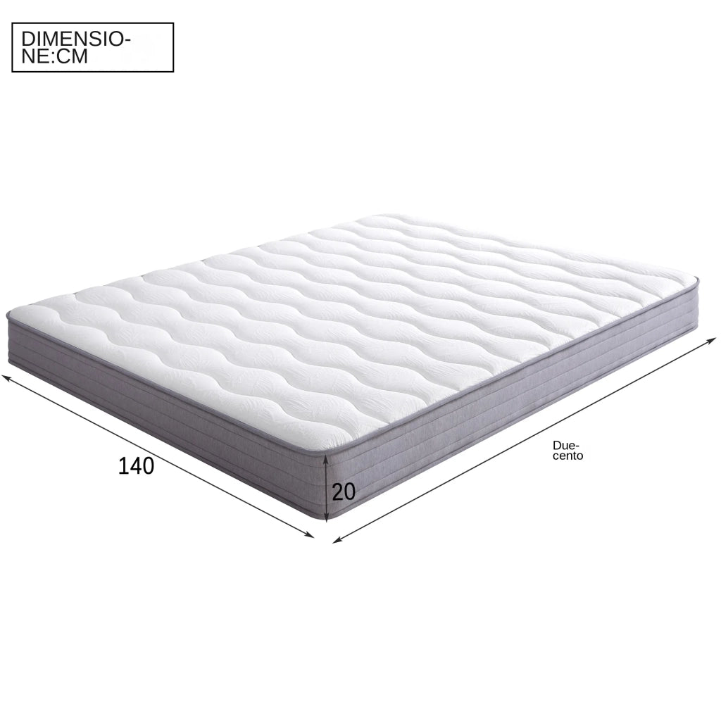 Materasso a Molle con Supporto Lombare Ergonomico Rigidità H3 140x200x20 cm; Bianco