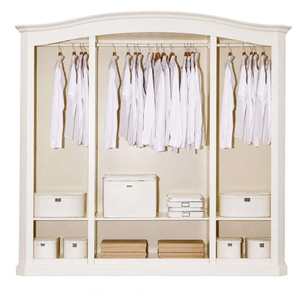 Armadio shabby 4 ante legno abete bianco anticato 231x63x219 - Mobili 2G